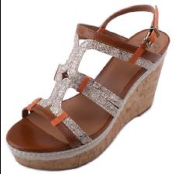 Lucky Brand Shoes - Lucky Brand Tan Leather & Snake Skin Cork Wedge
